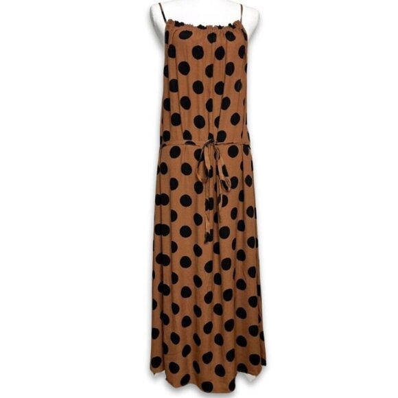 Long Tall Sally Halter Dress Sleeveless Polka Dot Design Black & Tan W 4 BNWT - Picture 4 of 11
